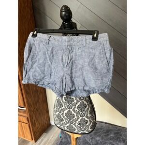Khakis‎ By Gap Linen/Cotton Chambray Blue/White Shorts